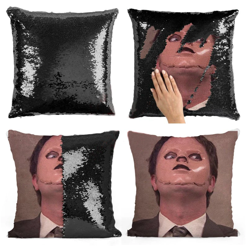 

Dwight Schrute Mask sequin pillow | sequin Pillowcase | Two color pillow | gift for her | gift for him | pillow | magic pillow