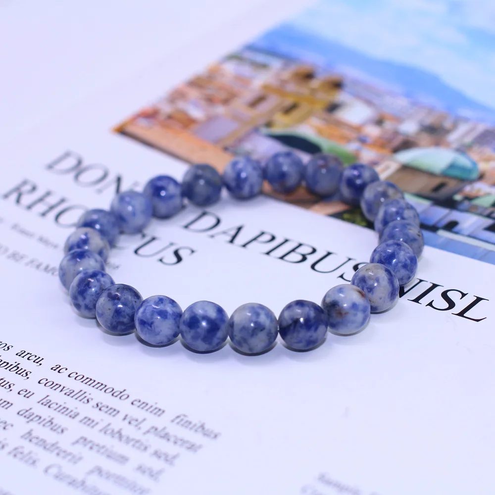 

Black White Blue Dot Onyx Stone Distance Bracelets Women Men Strand Lucky Bracelets & Bangles Lovers Valentine's Day