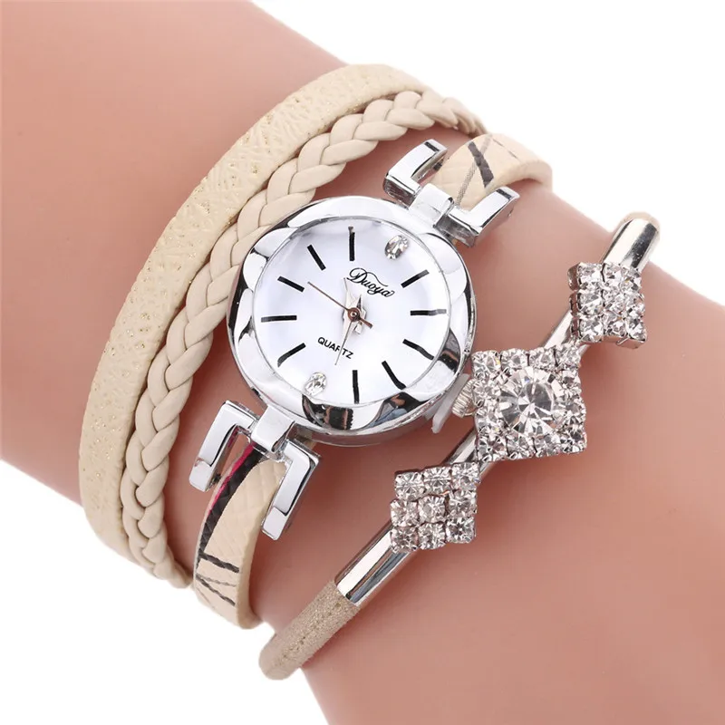

Minimalism Women Watch Fashion Scale Dial Ladies Quartz Wristwatch Rhinestone Leather Winding Bracelet Clock Zegarki Damskie@50