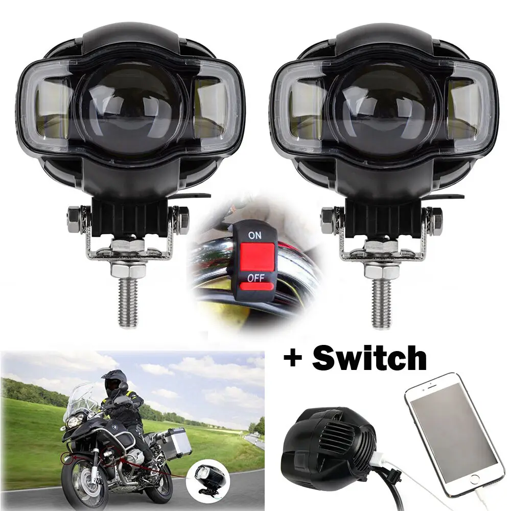 

NEW 2PCS 3.5 Inch 20W LED Spotlight Headlight LED Front Spot Lights Fog Lamp with USB Charger for Motocycle 12V 24V