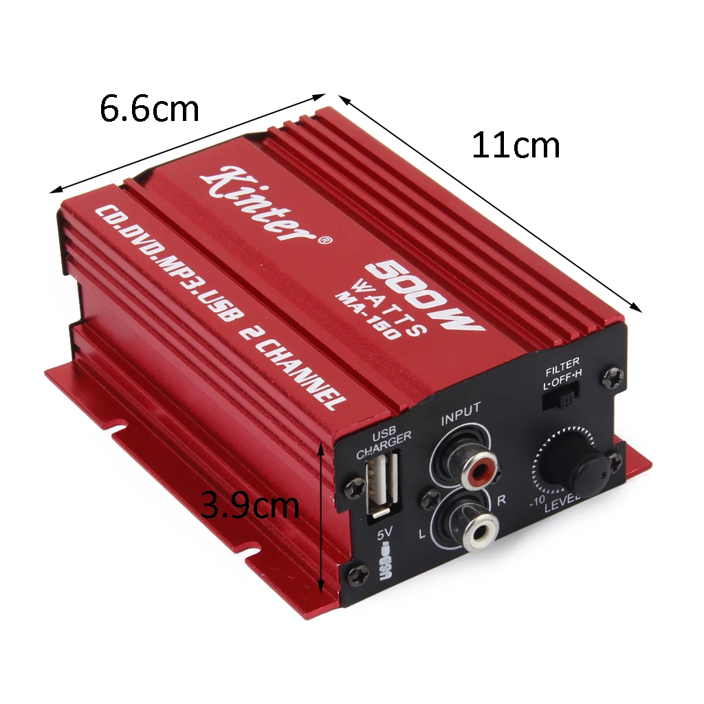 DC12V Mini 2CH Kinter MA-170 HI-FI Stereo Car Power CD DVD MP3 Amplifier 