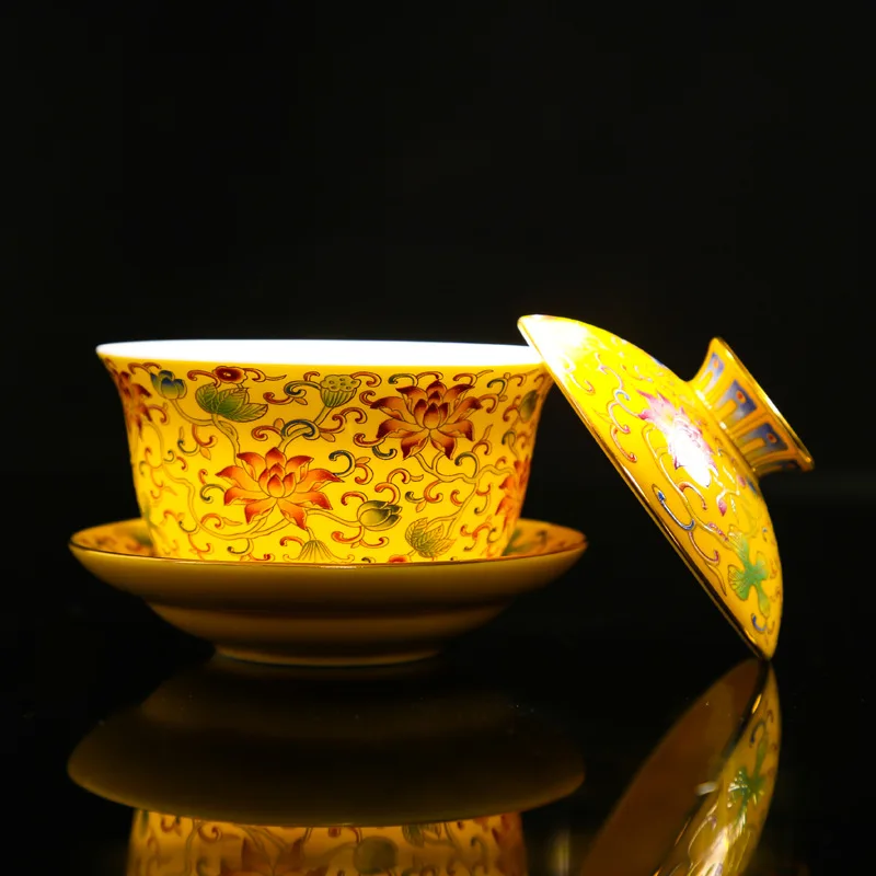 Чайный набор с эмалью чайные чашки Gaiwan традиционный керамический чайный