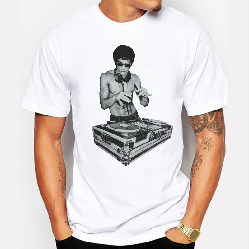 

2017 New Crazy DJ Bruce Lee Printed T Shirt Men Summer Casual Short Sleeve Fashion T-shirt For Man Cool Tops
