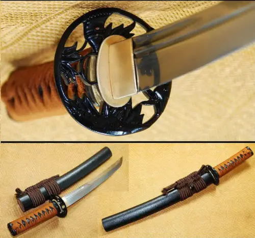 

Full Tang Japanese Samurai Tanto Sword Handmade UNOKUBI ZUKURI Blade Sharp #S540