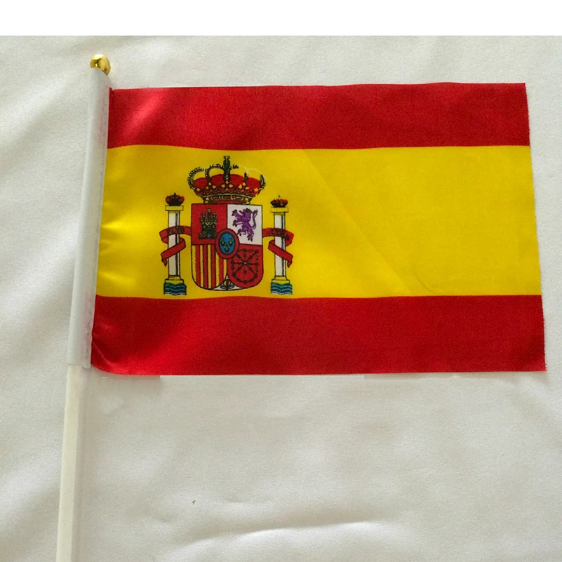 14x21 см 10 шт. Испанский флаг ручные развевающиеся флаги с пластиковые флагштоки парад спорта украшения дома NC013