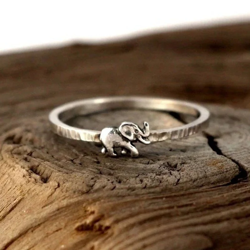 

New Fashion Silver Couple Jewelry Vintage Animal Rings for Women Cute Elephant Rings for Lovers Wedding Gift Free Shipping