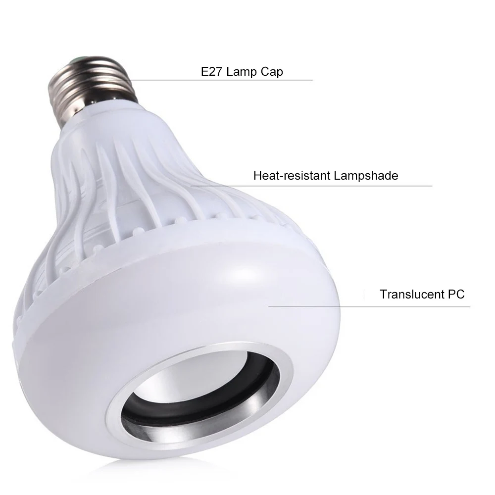 YWXLight Беспроводной Bluetooth Динамик E27 12 Вт RGB лампы светодио дный Light 220 В аудио Smart светодио дный лампы плеера с дистанционным Управление