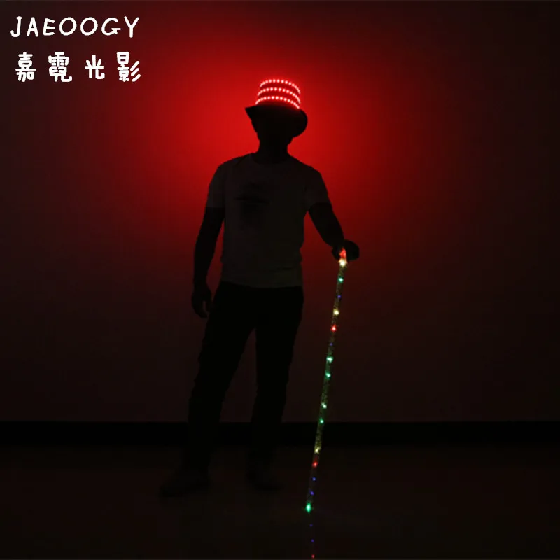 

Free shipping of high quality led luminous color hat night field KTV stage performance fluorescent jazz dance cane party props