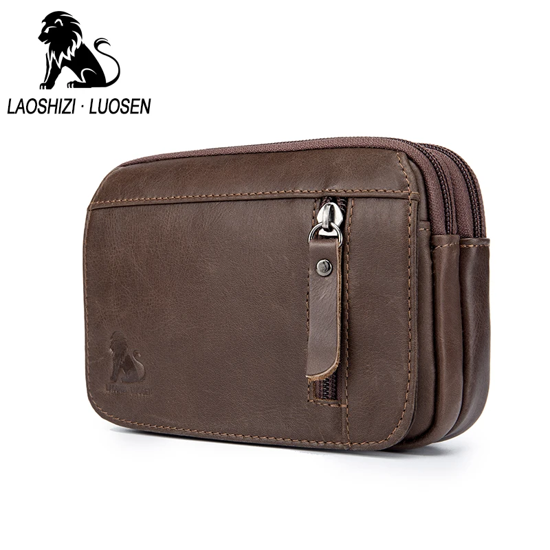 

Genuine Leather Wallet Bags Flap Bolsa Feminina Flap Phone Keys Card Holder Money Waist Belt Bussines Men's Waist Bag 91102