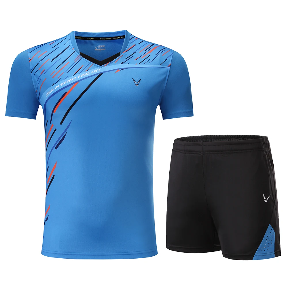 Принт Qucik сухой Бадминтон спортивная одежда Для женщин/Для мужчин, настольный теннис одежда Теннис костюм, бадминтон Одежда наборы 3859 - Цвет: Man 1 set