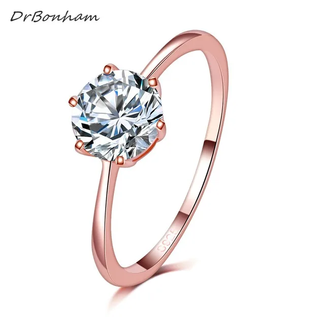 High quality elegant 1.2ct rose gold color large CZ zircon stone rings 6 prong b High quality elegant 1.2ct rose gold color large CZ zircon stone rings 6 prong b