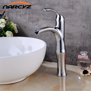 

Free Shipping Waterfall Chrome brushed bathroom faucet High Chrome basin mixer brushed waterfall basin faucet sink Mixer XT507
