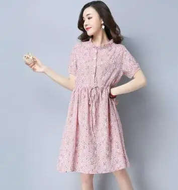 Literary Fresh Floral A-line Maternity Dresses 2019 Spring Summer Fashion Short Sleeve Maternity Dress for Pregnant Women QL8838
