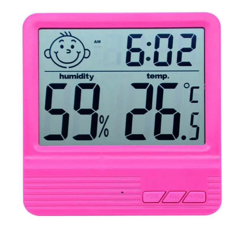 Цифровой ЖК-дисплей квадратный термометр гигрометр детская улыбка плач лицо измеритель влажности Метеостанция Тестер Температура Часы Скидка 40