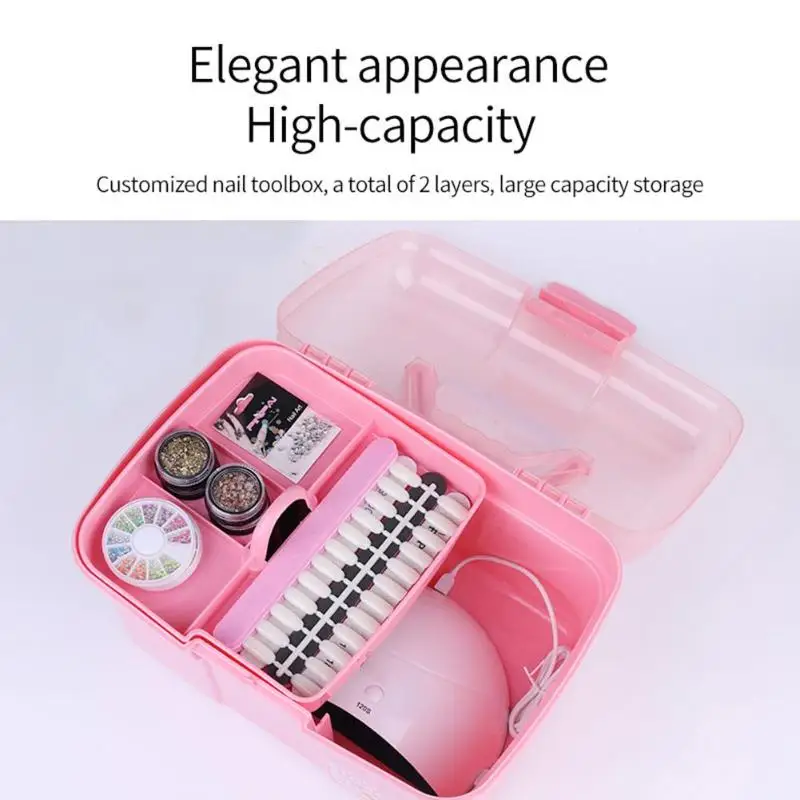 

Hand-held Desktop Storage Box Nail Tool Storage Box Makeup Organizer Large Capacity Nail Polish Container