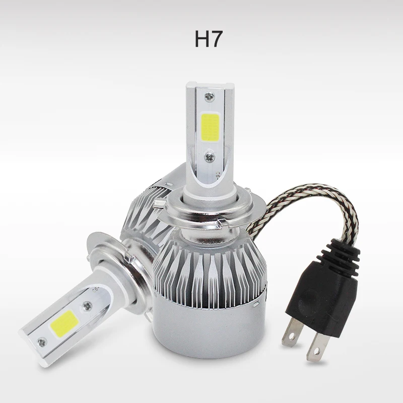 

2pcs H7 LED Car Headlight Bulbs Auto Led Bulb 72W COB Led Lamp 7600LM Car Universal Headlamp Accessories DC 12V White 6000K
