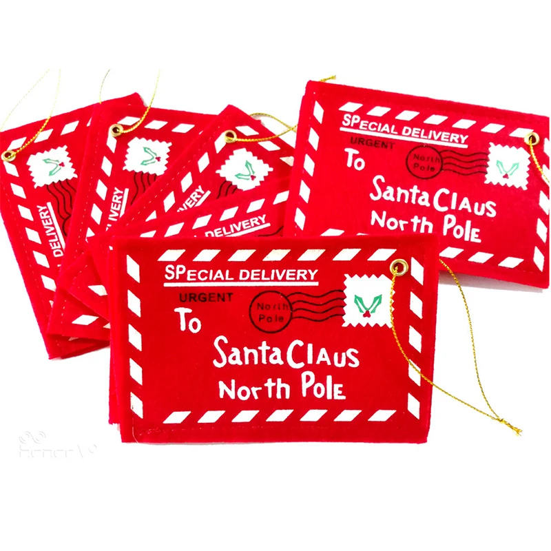 10 шт. буквы конфетная сумка для Санта Клаус чувствовал конверт с вышивкой рождественские украшения орнамент Для детей Подарки