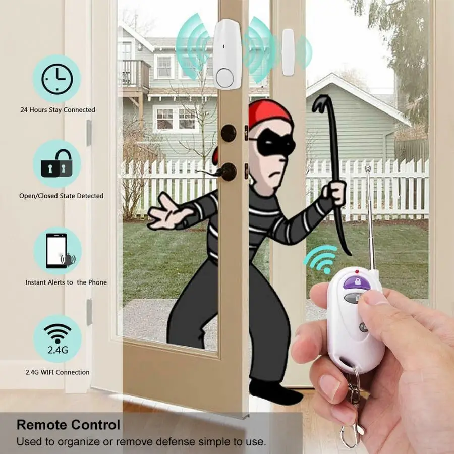

Wireless Magnetic Anti-thief Door Window Alarm with Remote Control Home Security 100DB Loud