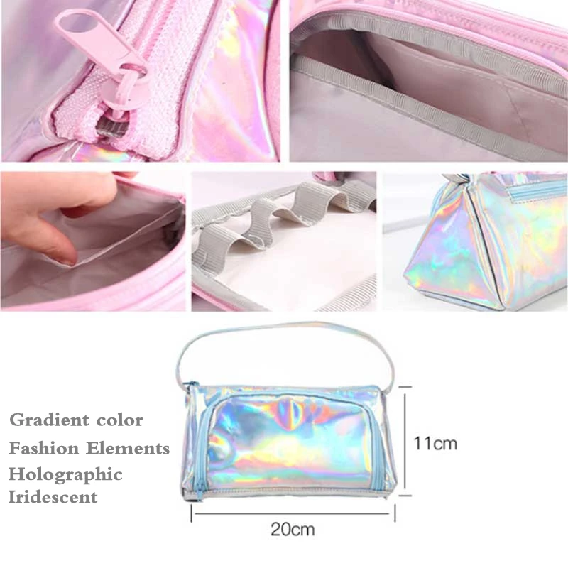 Iridescent Laser School Big Pencil Case for Girls Cute Large Pen Bag pencil box stationery pouch Multifunction school supplies