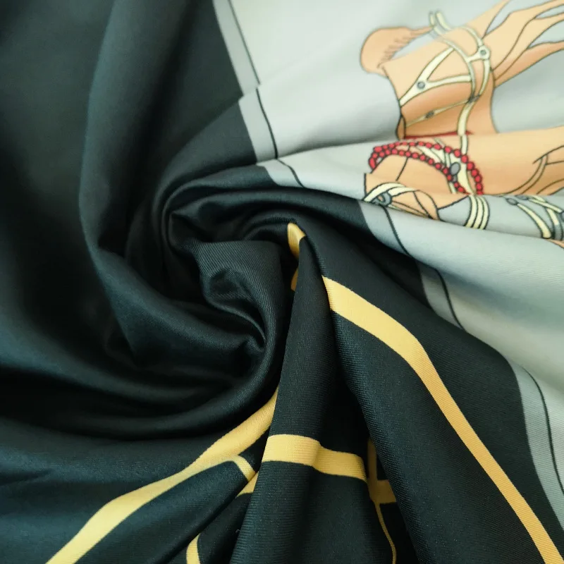 POBING шелковый шарф женский большой шали конная упряжка печать палантины квадратный бандана Испания платок женский Foulards 130 см