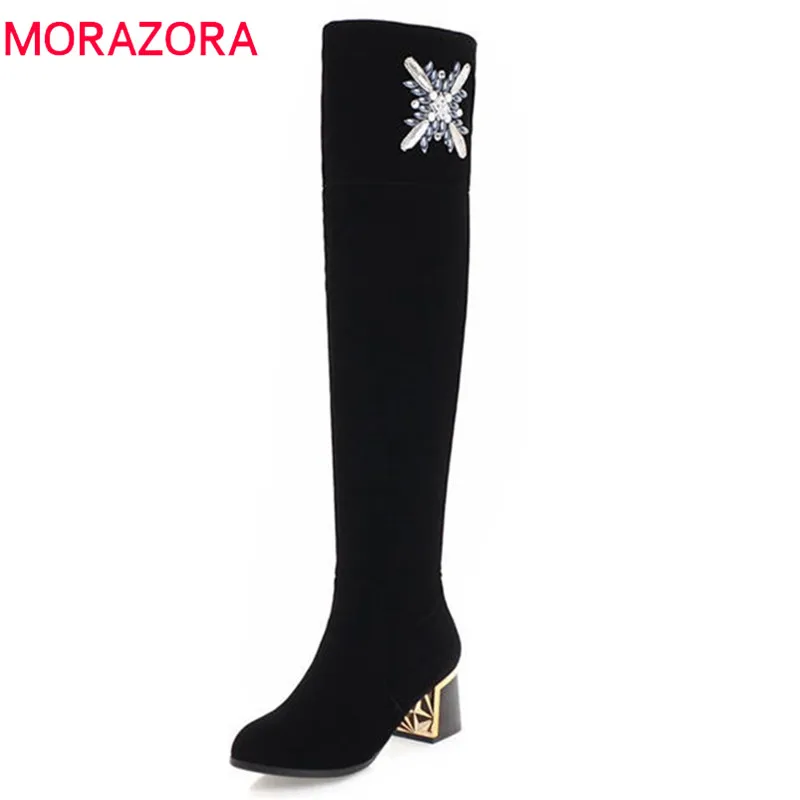 MORAZORA 2018 new fashion shoes woman thigh high over the knee boots women zipper flock autumn winter boots high heels shoes MORAZORA 2018 new fashion shoes woman thigh high over the knee boots women zipper flock autumn winter boots high heels shoes