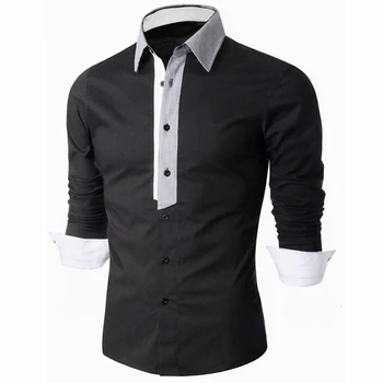 

Fashion Brand Men Shirt Fine Lattice Shirts Long-Sleeves Tops Men's Summer Casual Splicing Shirts C201