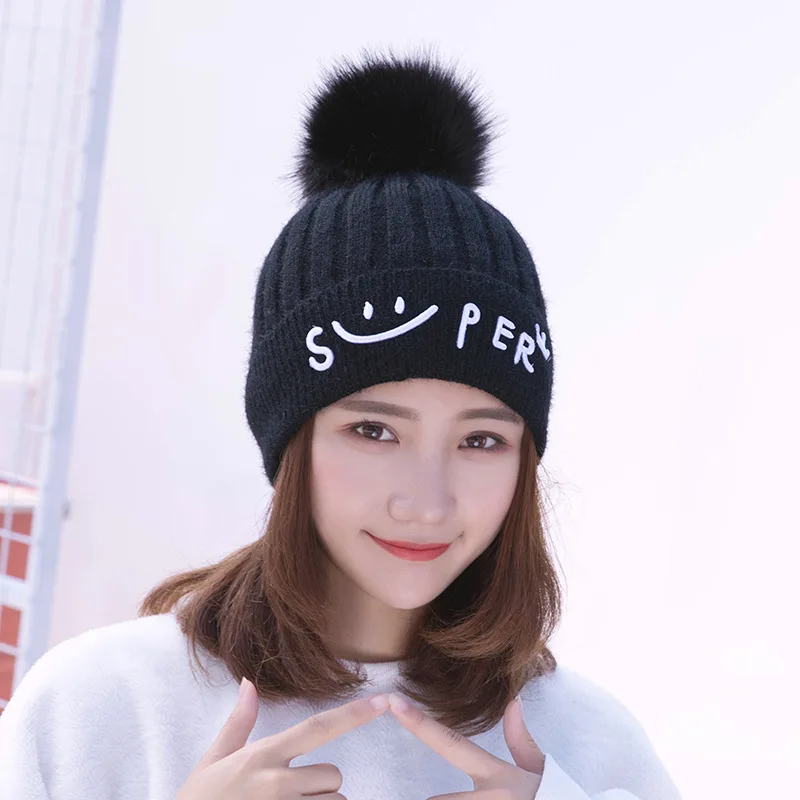 

2008 Autumn and Winter Korean Edition Fashion Wool Cap Ear Protective and Warm Wool Ball Knitted Cap Thickened Cap