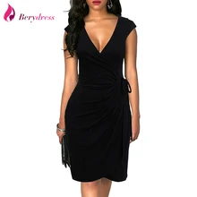 Berydress, элегантное классическое платье, в горошек, Драпированное, женские платья, коктейльные, вечерние, миди, черное, летнее, облегающее, из искусственного меха, Vestidos