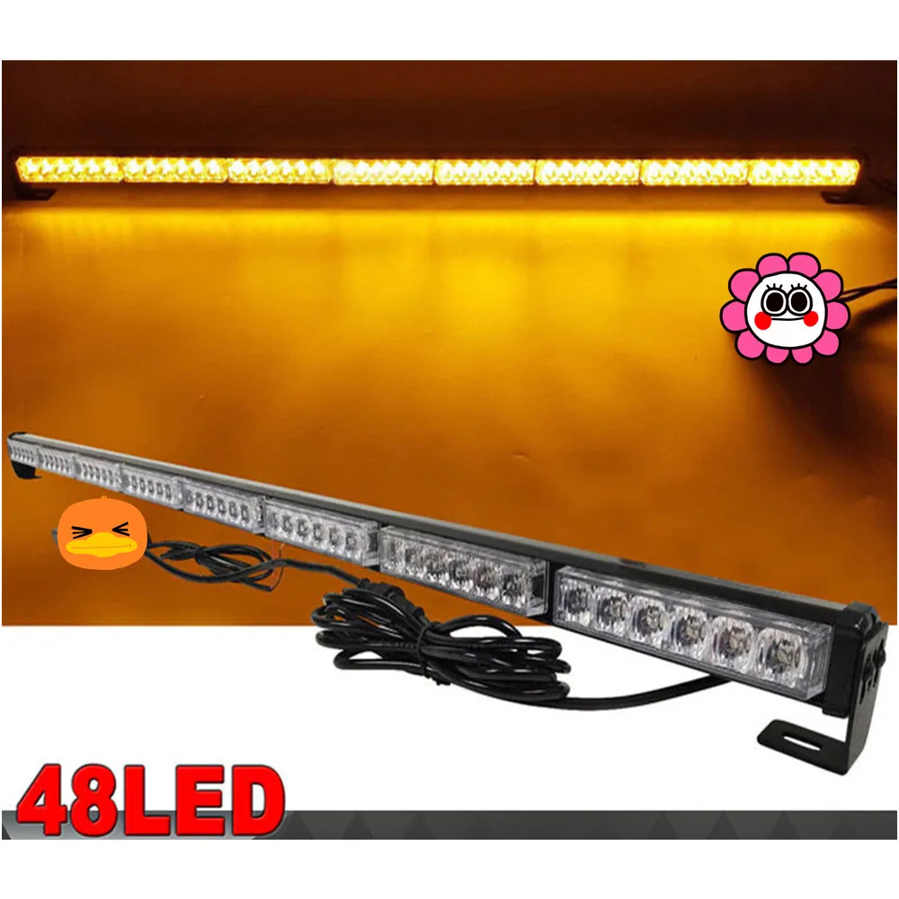 

CYAN SOIL BAY 48 LED 47" Amber Flash Traffic Advisor Safety Emergency Warning Strobe Light Bar
