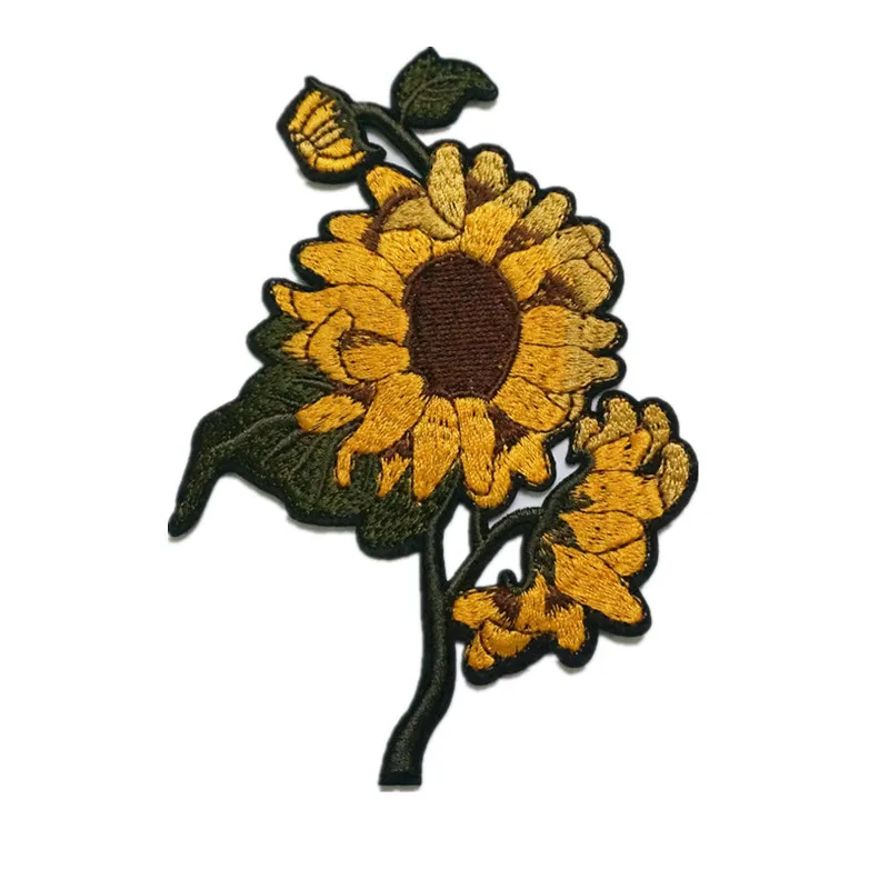 Embroidered Sunflower Sew Iron On Patches Flower Badge For Bag Jeans