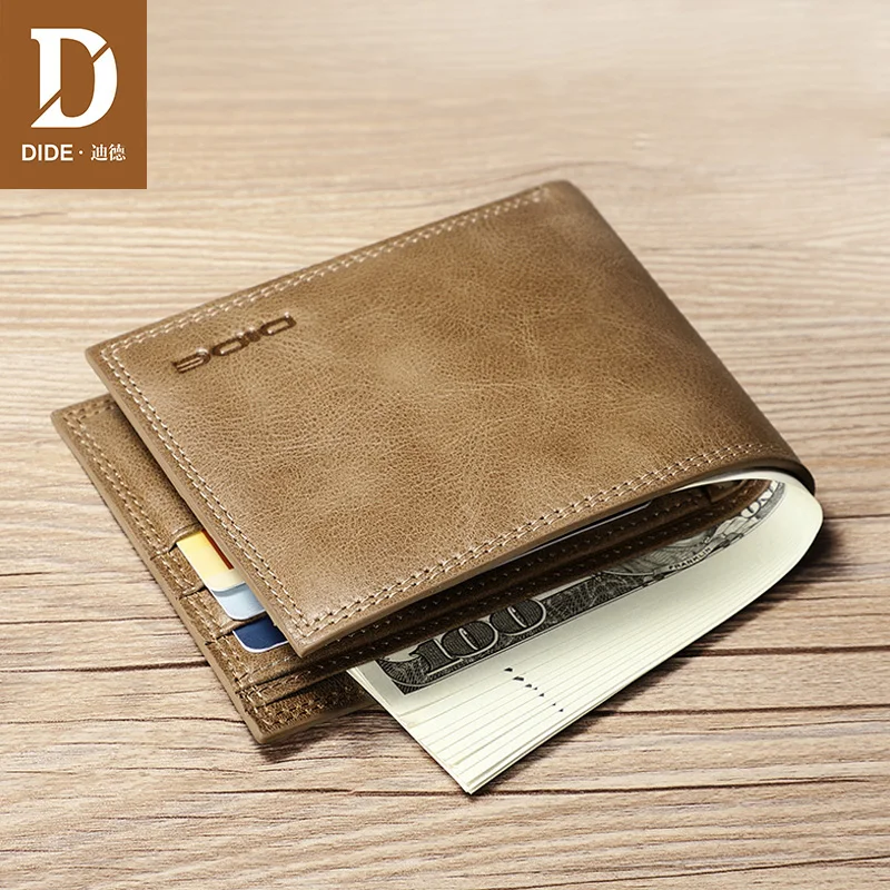

DIDE New Genuine Leather Wallet Men And Women Slim Small Wallet Card Holder Soft Mini Purses Wallet Fashion Casual Wallet