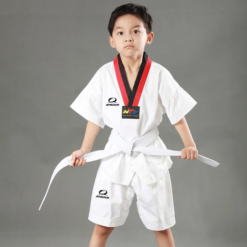 

children Kids cotton dobok Taekwondo fitness training Uniforms tae kwon do Long Sleeve kung fu Clothes 110-150cm