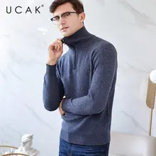 UCAK Brand Sweater Men 2019 New Winter Thick Warm Zipper Turtleneck Sweaters Merino Wool Pullover Men Cashmere Pull Homme U3018