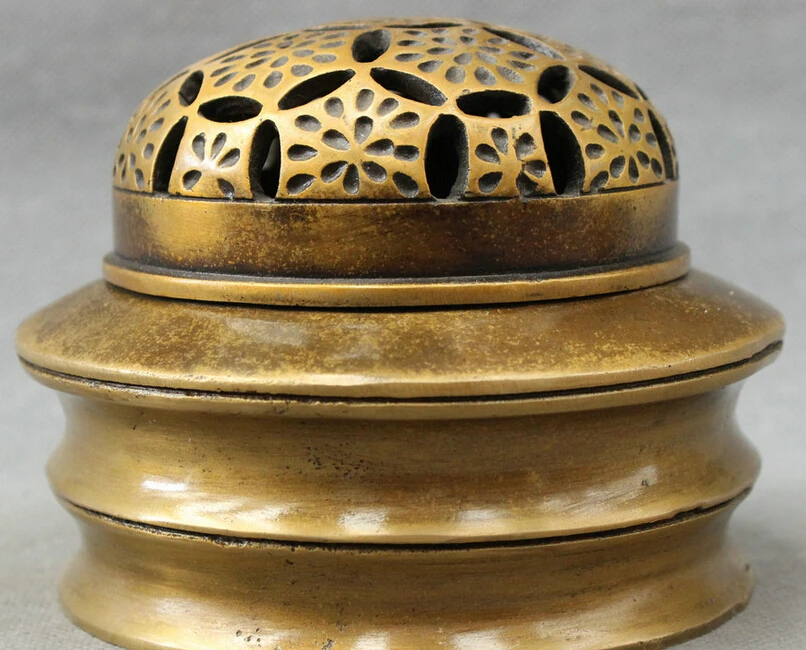 

JP S0608 Folk Chinese Bronze Refined Bamboo Statue Flower Box Incense Burner Censer Discount 35%