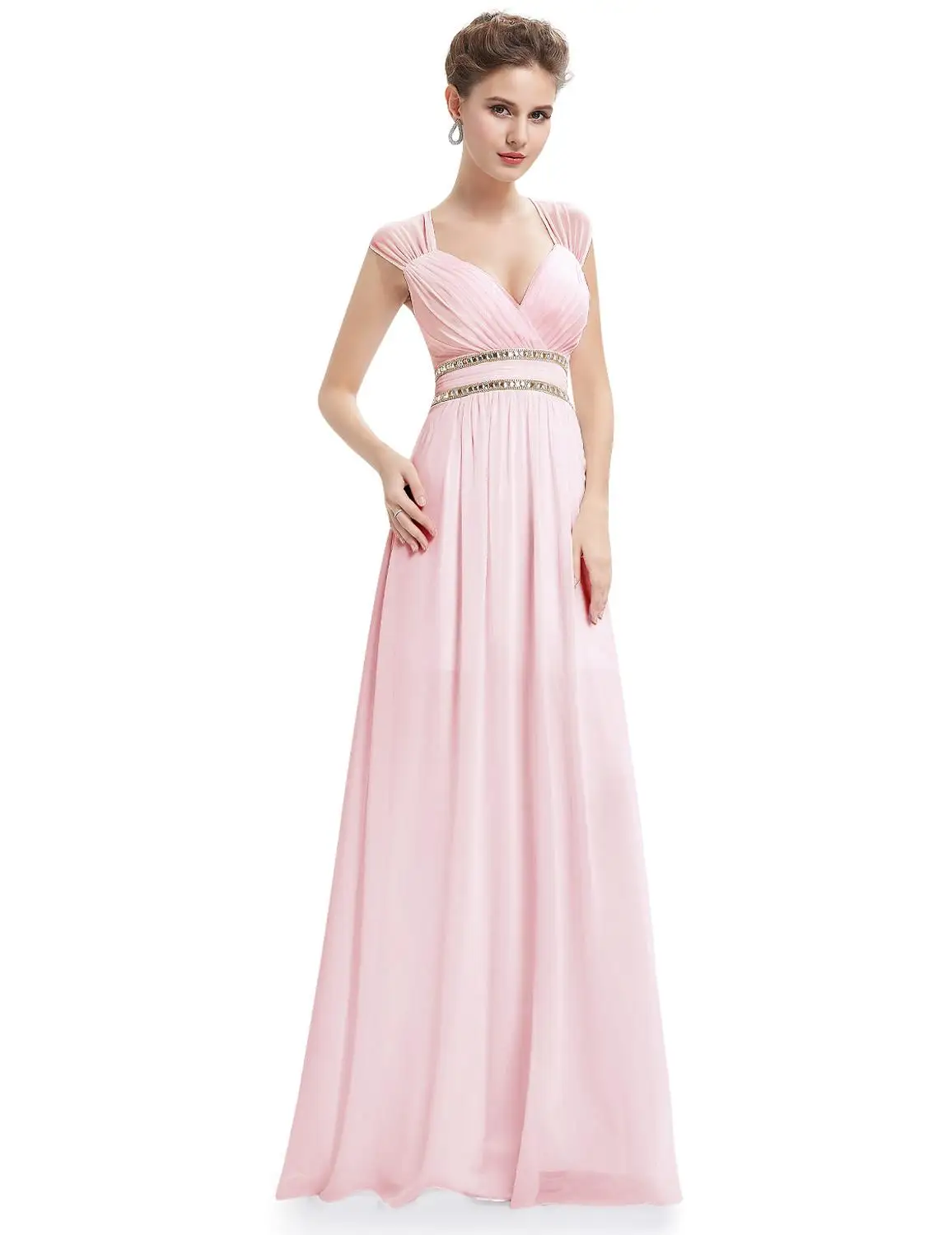 Ever Pretty распродажа стильные женские элегантные платья подружки невесты длинное торжественное платье с v-образным вырезом Свадебное платье XX79680PEA - Цвет: Pink