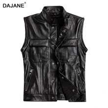 DAJANECow кожаная куртка мужская 5xl натуральная кожаная куртка жилет натуральная кожаная куртка Мужские Винтажные жилеты большого размера