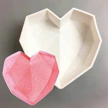 1pc Eco-friendly Food Grade Silicone Diamond cutting surface Heart Desserts Cake Mousse Mould Baking Mold