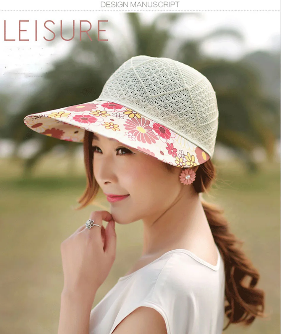 Для женщин на открытом воздухе складной наружное широкими полями шляпа от солнца Feminino Регулируемый Лето козырек пляж Кепки для девочек