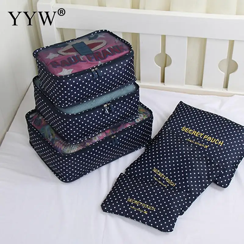 

2018 6pcs/Set Fashion Travel Packing Organizers Luggage Travel Bags Packing Double Zipper Organizer Waterproof Polyester Cubes