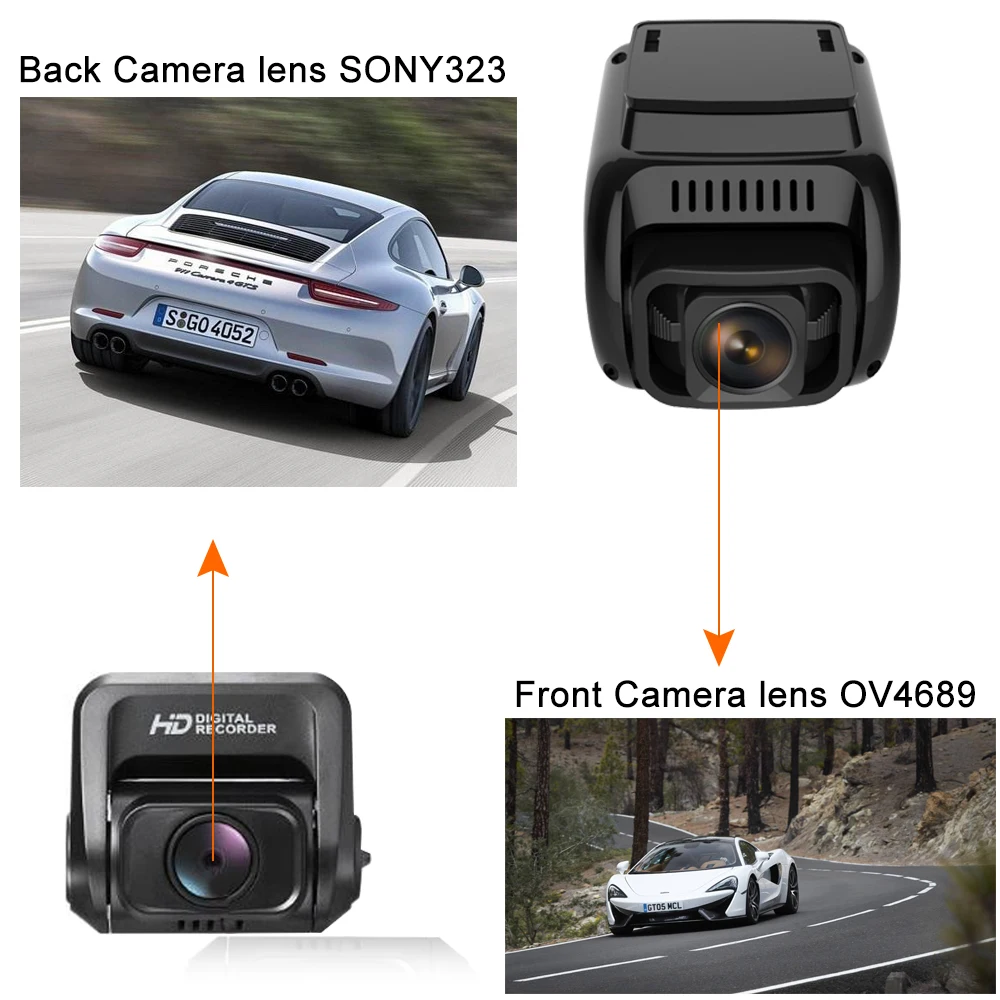 Автомобильный видеорегистратор YANTU 1080P + задняя камера GPS трекер зеркальная Novatek