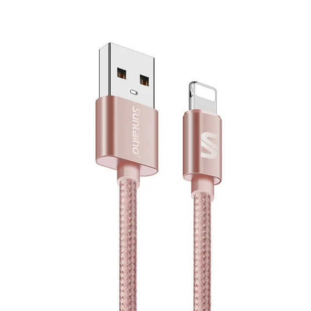 Упаковка из 10 шт. Suntaiho для iPhone X USB кабель для передачи данных, кабель для быстрой Зарядное устройство кабель для передачи данных для iPhone 6 5 s 8 7 Se Nylone тесьмой в количестве 1/2/3 м кабель для мобильного телефона - Цвет: Rose