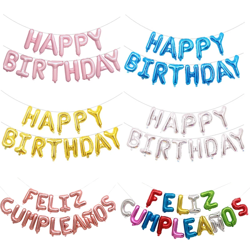 

16 inch Letters HAPPY BIRTHDAY Foil Balloons Happy Birthday Party Decoration Kids Alphabet Air Balloons Baby Shower Supplies