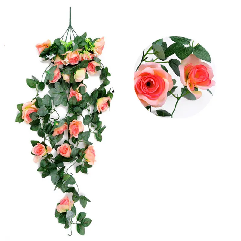 100cm Silk Artificial Flowers With Leaves Silk Wall Hanging Vines Artificial Rose Flowers For Balcony Decor Wedding Decoration 100cm Silk Artificial Flowers With Leaves Silk Wall Hanging Vines Artificial Rose Flowers For Balcony Decor Wedding Decoration