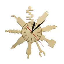 Механические инструменты колесный ключ настенные часы винтажные инструменты автосервис гаражные декоративные бесшумные настенные деревянные часы