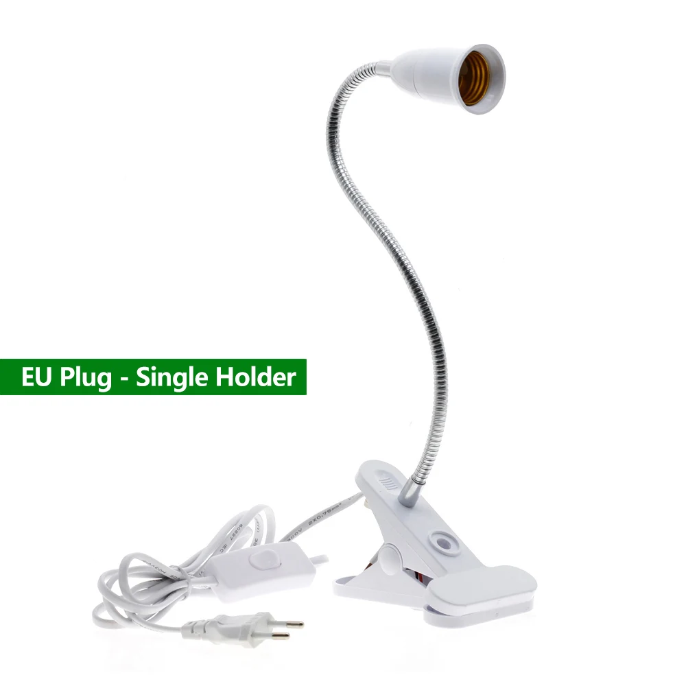  360 Degrees Flexible Lamp Holder Clip E27 Base With On Off Switch EU Plug For Desk Lamp LED Grow Li