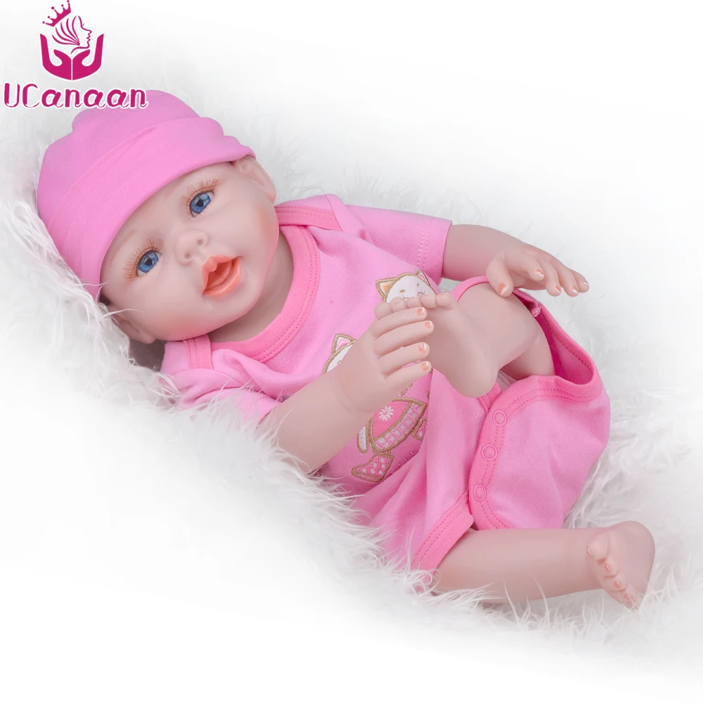 

UCanaan 50CM Full Silicone Doll Reborn Blue & Brown Eyes Baby Alive Girl Dolls Kawaii Children Play House Toys Baby Bonecas