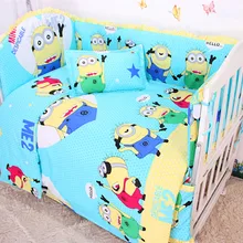 Промо-акция! Полный комплект из 9 предметов, хлопок, Детский Комплект постельного белья для малышей, детская простыня с мультипликационным принтом, 4 бампера/простыни/подушки/пододеяльника