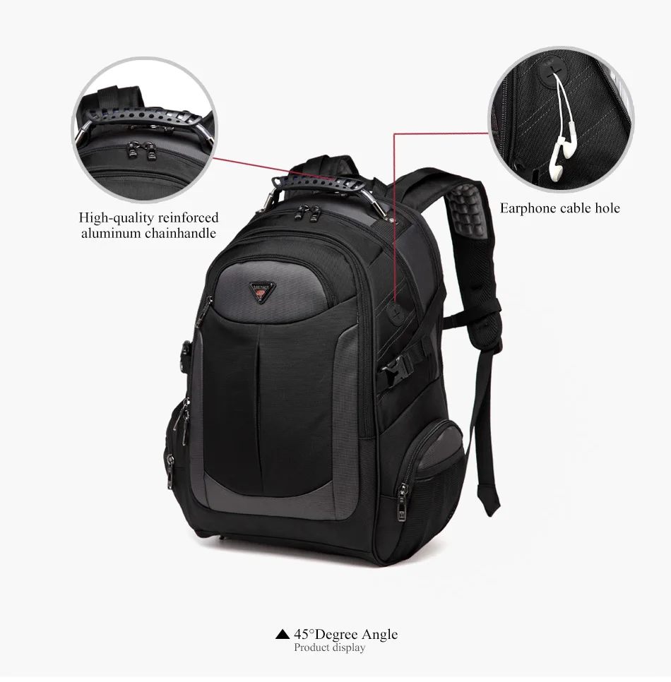 YESO, деловой повседневный мужской рюкзак для ноутбука,, Водонепроницаемые рюкзаки, сумки, большая вместительность, черный рюкзак для путешествий