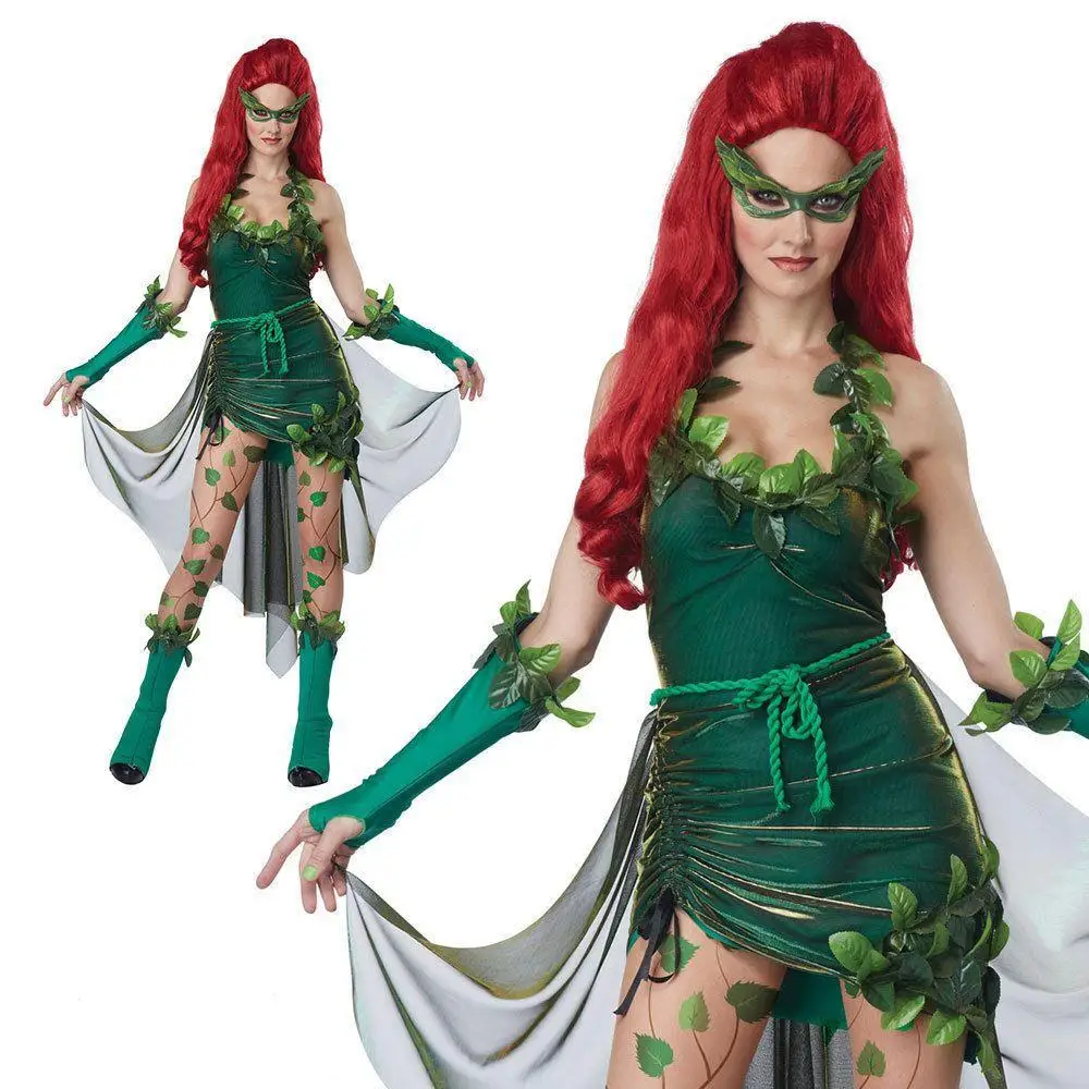 Poison Ivy Cosplay Adult Girl Dress Pamela Lillian Isley Cos Costume Green Elf Female Halloween Clothing Party Sexy Clothes Movie Tv Costumes Aliexpress