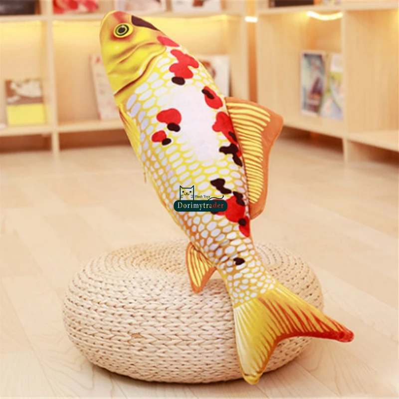 Dorimytrader 135cm Large Simulated Animal Koi Fish Plush Toy Stuffed Soft Fishes Animals Pillow  Doll 53inches DY61692 (11)